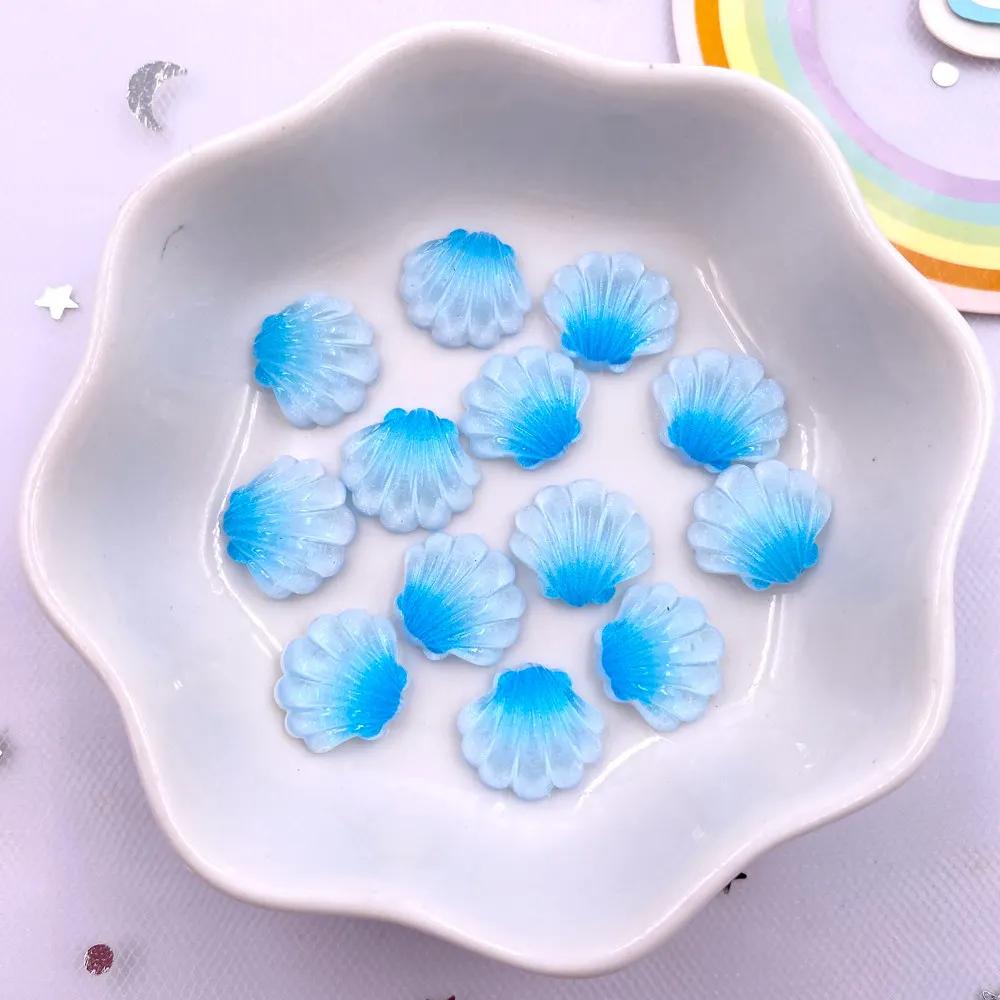 50pcs Glitter Mixed Resin Mini Colorful Mermaid Tail Shell Starfish Seahorse Conch Flatback Figurines Rhinestones Nail Art DIY Scrapbook Accessories