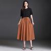 Women Cropped Pants Elastic High Waist Adjustable Drawstring Culottes Solid Color Wide Leg Casual Pants Daily Wear