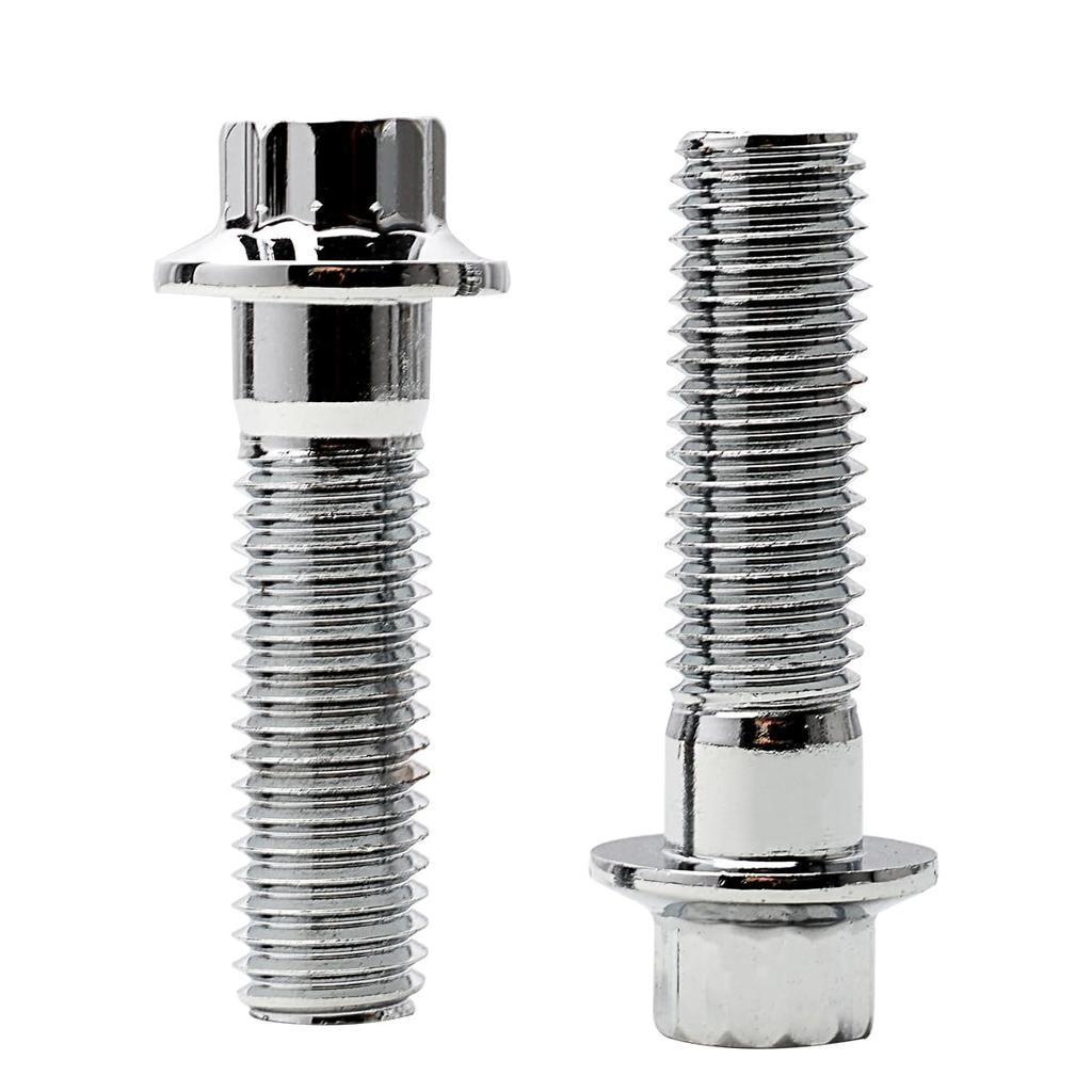 WOWTK 2pcs M10x1.5 Metric Chrome Front Brake Caliper Bolt Kit for Harley