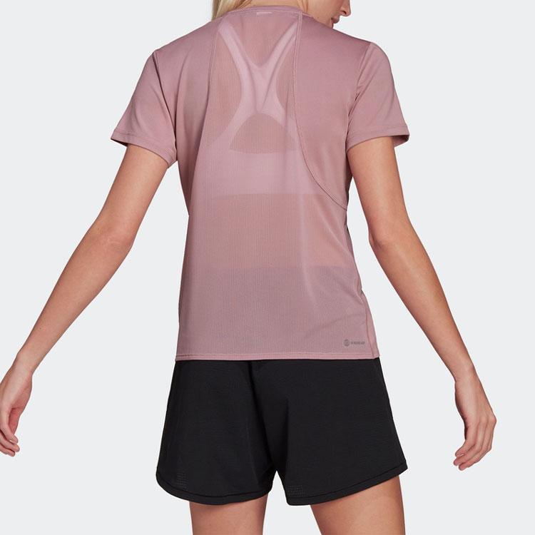 Adidas T Shirts Women's Purple Pink Crew Neck Moderate Straight Fit HG0253
