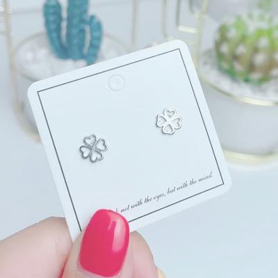 Серьги из серебра 925 пробы Ежедневные Мини Четырехлистник