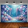 2D Ocean Adventure Backdrop Underwater Purple Blue Balloon & Coral Fabric Banner for Kids Party