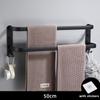 Towel Hanger Wall Mounted 30-50 CM Towel Rack Bathroom Aluminum Black Towel Bar Rail Matte Black Towel Holder with Sticker