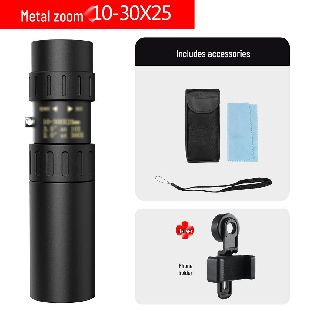 10-300x40 HD Variable Monocular: Night Vision Outdoor Metal Binoculars