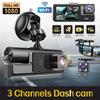 Автомобильный видеорегистратор 3-канальный WIFI 1080P видеорегистратор для автомобилей камера 3 объектива 2-дюймовый видеорегистратор камера заднего вида для автомобиля автомобильные аксессуары