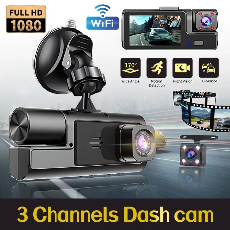 Автомобильный видеорегистратор 3-канальный WIFI 1080P видеорегистратор для автомобилей камера 3 объектива 2-дюймовый видеорегистратор камера заднего вида для автомобиля автомобильные аксессуары