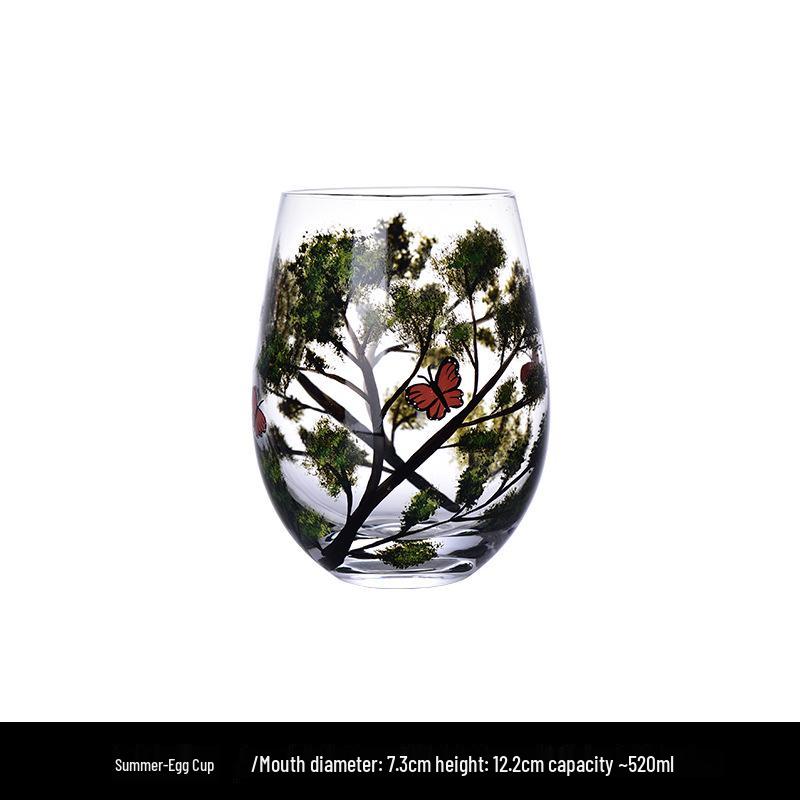 Набор расписных хрустальных бокалов и подставок для яиц «Четыре сезона»