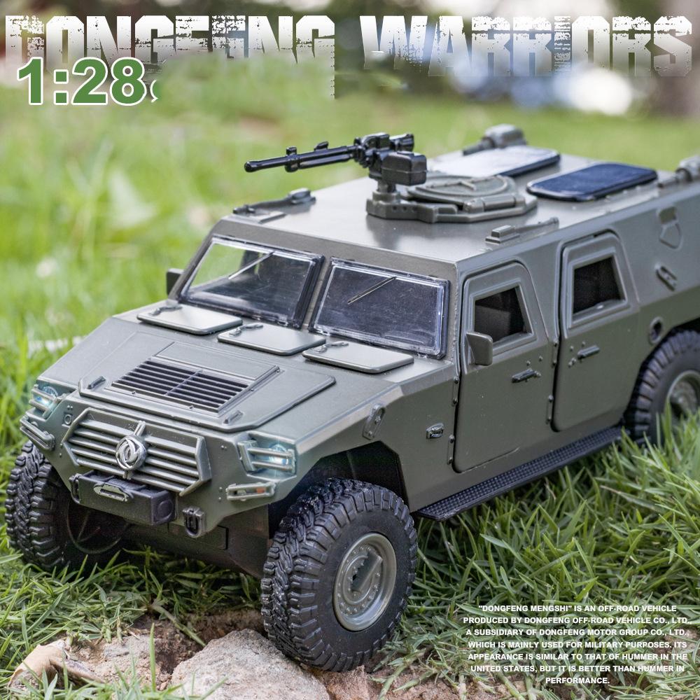 1/28 масштаб Dongfeng Warriors, литая под давлением модель автомобиля из сплава в стиле милитари, игрушечный грузовик с откатным механизмом со звуком и светом для детей и взрослых, подарочная коллекция