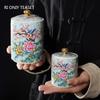 Exquisite Painted Flowers and Birds Tea Caddies Travel Ceramic Tea Container Jar Coffee Beans Biscuits Candy Sealed Storage Tank