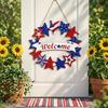 4th Of Welcome Door Sign, Patriotic Red Blue Wooden Hanging Decor