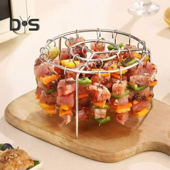 Подставка для шампуров для аэрофритюрницы Вертикальный держатель для гриля из нержавеющей стали для домашней кухни Шашлык Аксессуары для аэрофритюрницы для любителей барбекю