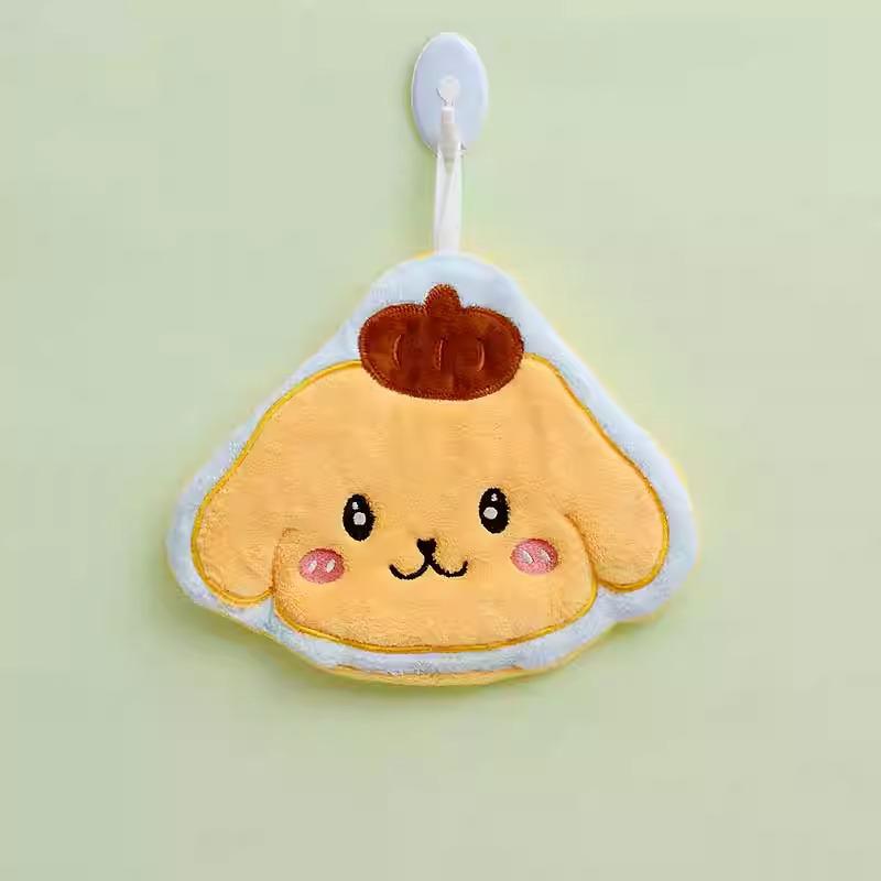 Впитывающее подвесное полотенце My Melody & Pompompurin – Милый дизайн с лягушкой и рыбкой, коралловый флис без ворса для ванной комнаты
