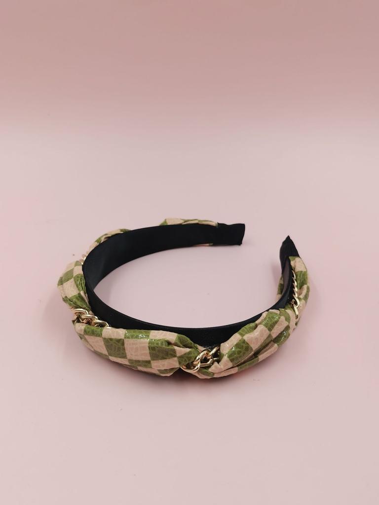 Cross-border New Color Matching Plaid Twist Chain High-end Metal Feeling Handmade Geometry Wires Fashion Women's 13CM Headband