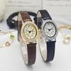 Новые женские часы с овальным бриллиантовым циферблатом, маленьким циферблатом, ретро-изысканным кожаным ремешком, наручные часы, модные женские часы, Montre Femme, подарок
