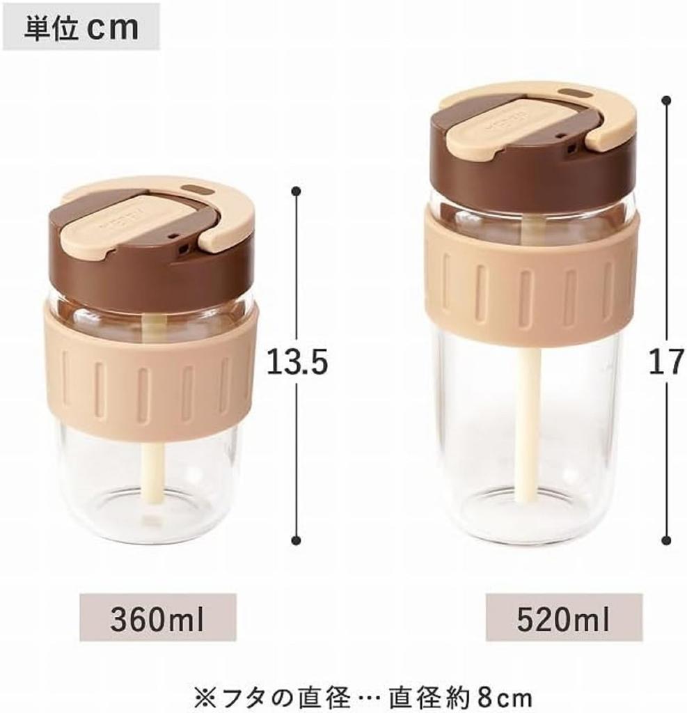 520ml Water Bottle with Straw, 2-Way Carbonated Drinking, Direct Drinking, Borosilicate Glass, Wide Mouth, Sports Drink Compatible, Freezable, Straw,