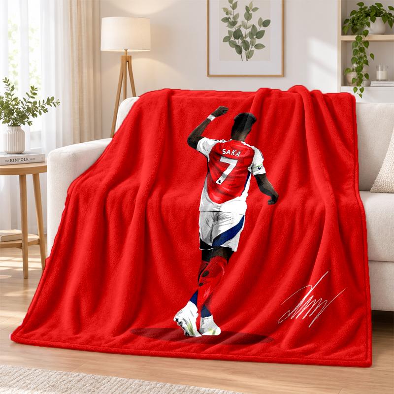 Bukayo Saka Printed Flannel Blanket Warm Comfort Bed Throw For Indoor Home Decoration
