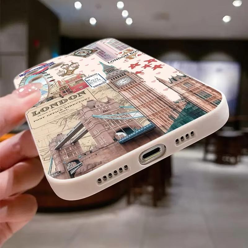 London Noria Design Phone Case For iPhone 16 15 14 Pro Max 13 12 11 XS X XR Plus SE 2022 16e 13 Mini Shockproof Bumper Cover