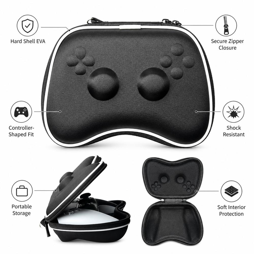 EVA Game Controller Case Protective Zipper Storage Bag for PS5/Xbox/Switch Pro Controller Storage