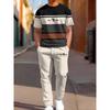 European & American Casual Sports Printed Two-piece Set: Short-sleeve Long Pants