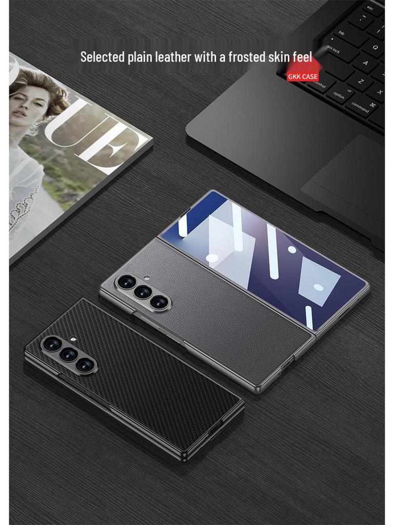 Ультратонкий кожаный чехол для Samsung Z Fold7 - Металлическая краска, Однотонный, Интегрированная конструкция корпуса