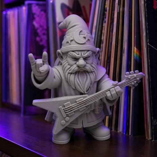jijijing Funny Rocker Gnome Figurines, 3D Printed Musical Figurine with Guitar, Garden Decoration, Statue, Gift for Music Lovers