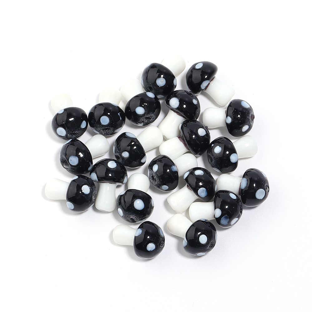 10pcs/lot Colourful Lampwork Beads Cute Mushroom Shape Loose Glass Beads For Jewelry Making DIY Craft Necklace Bracelet Findings
