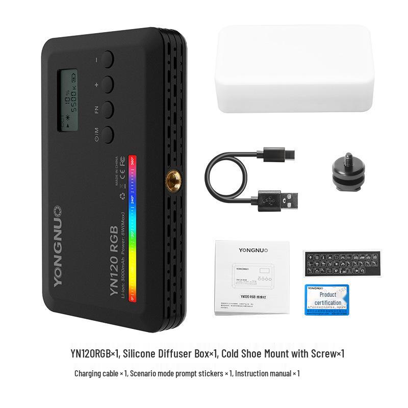 Yongnuo YN120RGB Портативный RGB карманный свет с регулируемой цветовой температурой для прямых трансляций, заполняющего света, влогов и создания атмосферы
