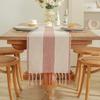 Handmade Tassel Cotton Linen Table Runner Dining Coffee Decor In American Rustic Style
