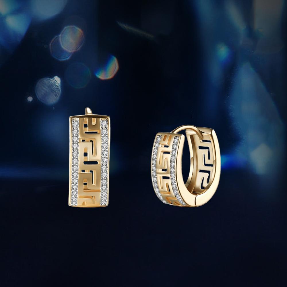 14-каратное золотое покрытие Great Wall Hoop серьги AAA Белый циркон медь индивидуальные женские серьги