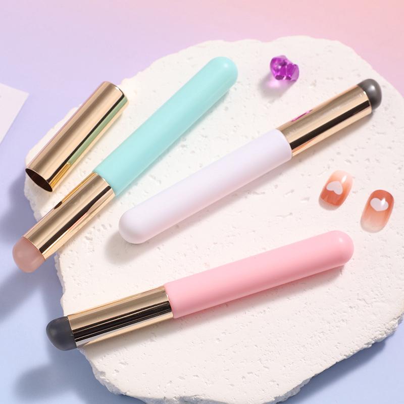Силиконовая кисть для губ с крышкой, круглая головка, кисть для макияжа, аппликатор для помады, многофункциональная мини-кисть для консилера, портативный инструмент для макияжа