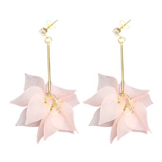 Женские цветочные лепестки, кулон с длинной кисточкой, стразы, серьги-гвоздики, ювелирные изделия, подарок