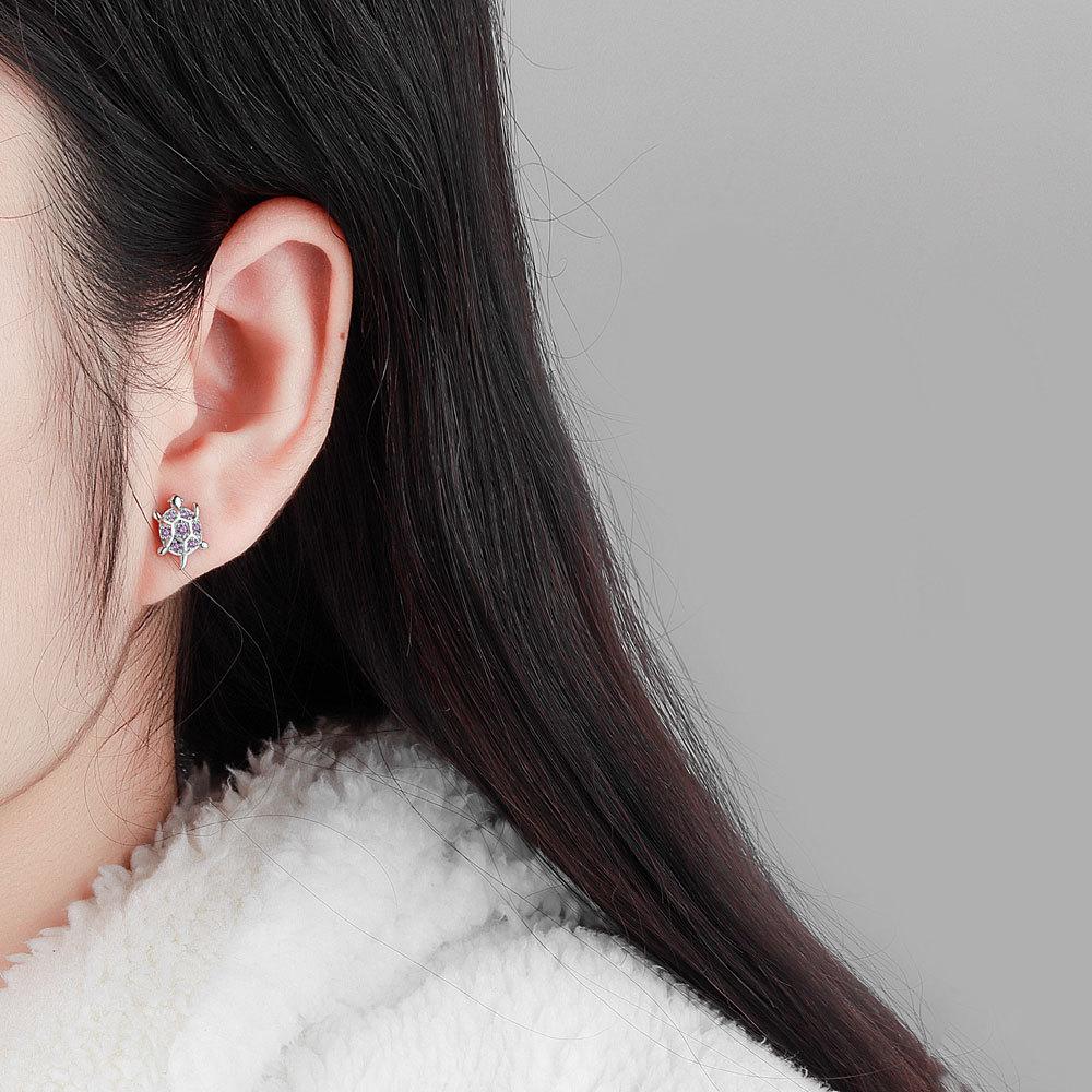 Minimalist Personalized Small Turtle Zircon Stud Earrings Unisex Fashion Animal Shape Ear Jewelry For Men And Women