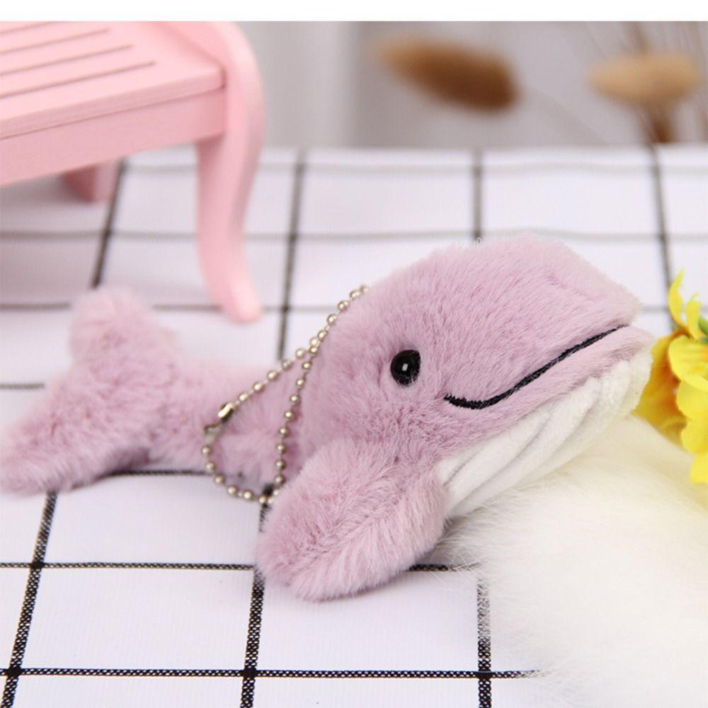 Kawaii Plush Stuffed Whale Keychain Cute Marine Organism Keyring Cetacean Pendant Bag Hanging