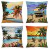 Летний пляжный пейзаж Ретро наволочка 45x45 см наволочка из полиэстера домашний декор диван стул поясная подушка наволочка