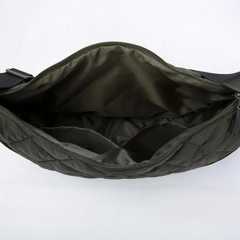 Waist Half Moon Belt Bag Solid Crossbody Bag Large Capacity Shoulder Bags Portable Nylon Plaid Travel Bags for Commuting