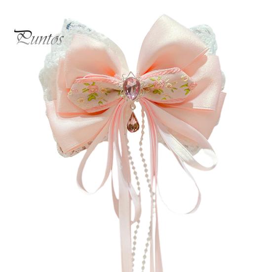 Китайская новогодняя заколка для волос с кружевными стразами, заколка для волос в стиле банта с кисточками, праздничный аксессуар для волос