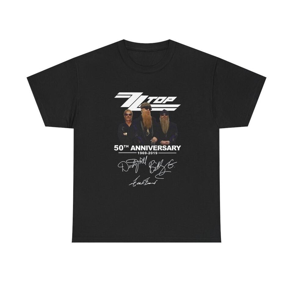 50 Year Anniversary ZZ Top Band TShirt Short Sleeve Black Unisex Unisex T-Shirt