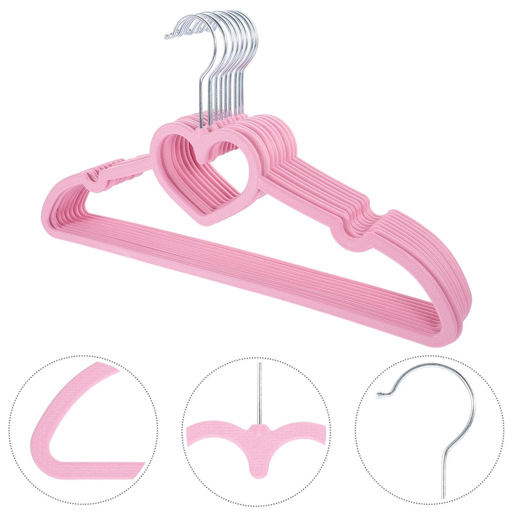 20 Pcs Heart Shaped Hanger Portable Bright Color Clothes Hanger Plastic Wardrobe Storage Home Ganization Non Slip Closet