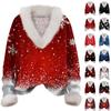 Women's Fashion Casual Christmas Printed Long Sleeve V-Neck Hair Pullover Top