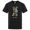 Летняя повседневная футболка Get Mad Bad Mood Walking Silent Teddy Bear с коротким рукавом Мужская футболка Топы в стиле хип-хоп Свободные мужские футболки больших размеров