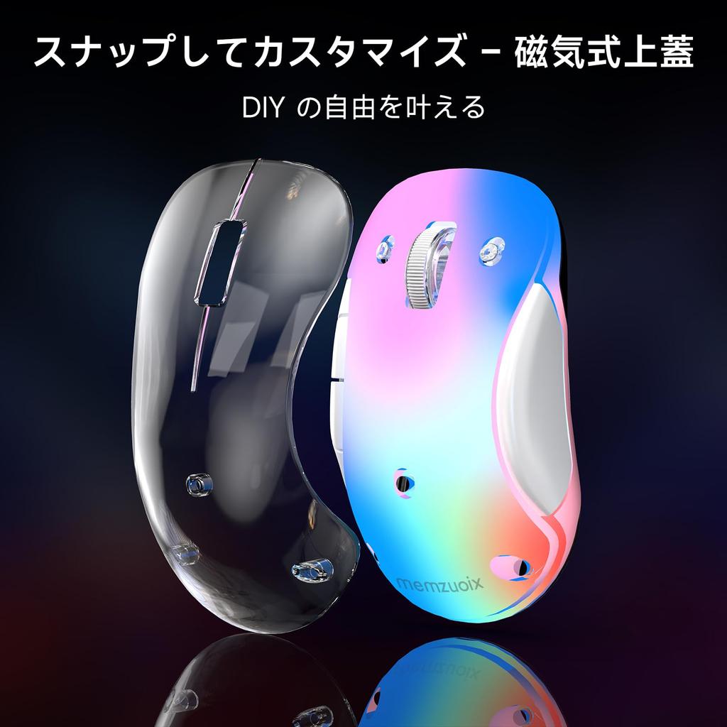Memzuoix Беспроводная мышь с RGB 1200 5 USB-приемник Совместимая с Blue 2.4G LED, Перезаряжаемая, Эргономичная, DPI, Оптическая, Кнопки, Портативная,