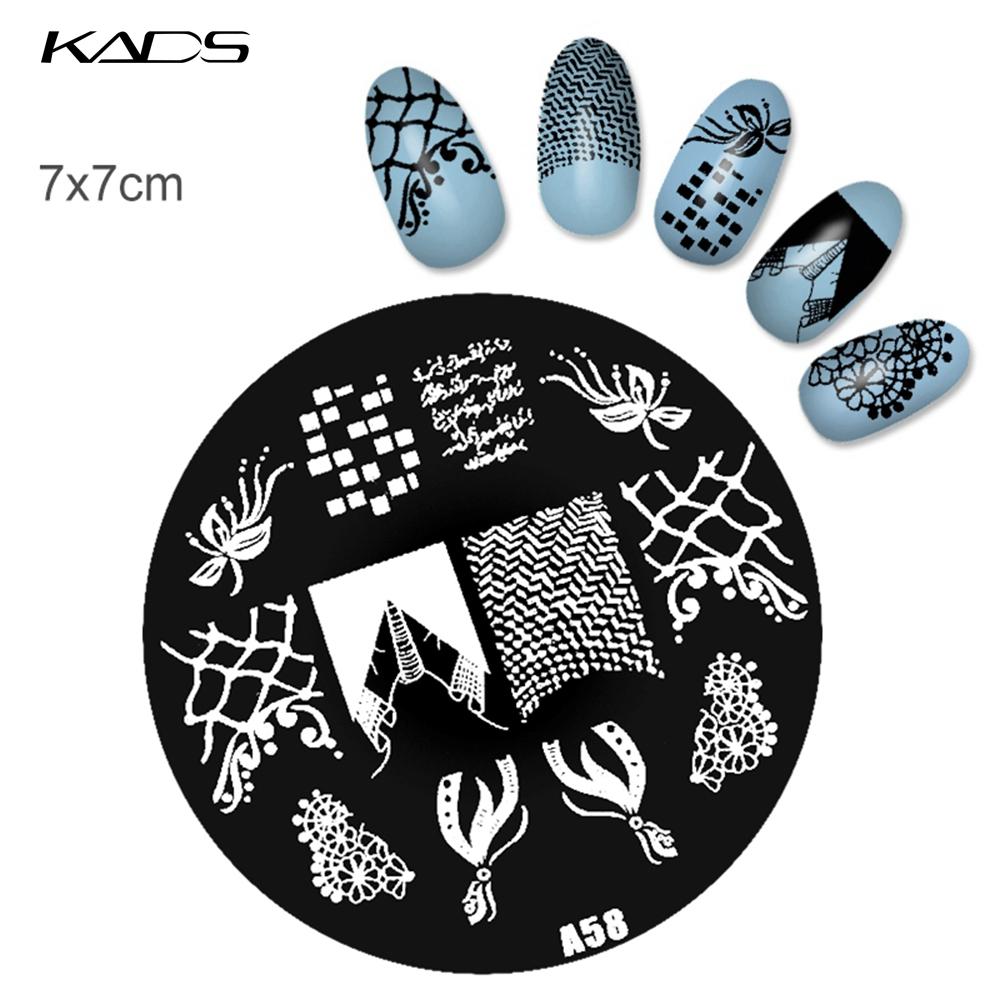 kads 1PC Round Stainless Steel Nail Art Nail Stamping Plates Manicure Stamp DIY for Nail Templates Classic Series Tools