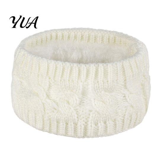 Faux Fur Headband for Winter Knitted Women, Soft Fleece Lined Thermal Hair Running Gear Women Band, Thickened Plush Ear Warmer Cold Weather