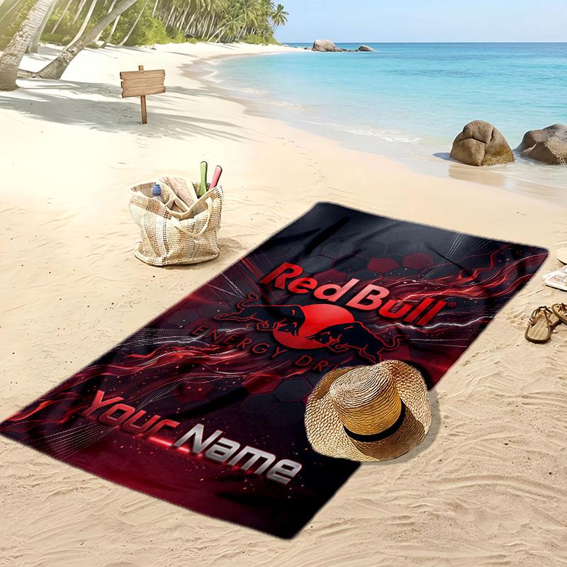 RB Leipzig FC Personalized Printed Beach Towel Soccer Logo Support Custom Name Text Absorbent Towel For Sport Travel Special Gift