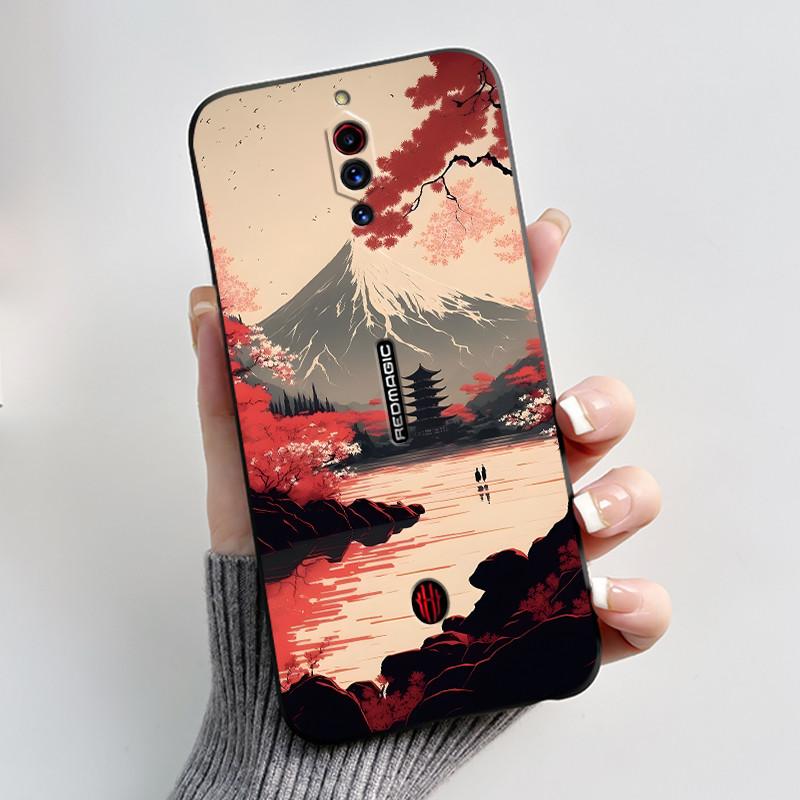 Case For ZTE Nubia Red Magic 5G 5S Cute Heart Rabbit Black Matte Soft Silicone Protective Back Cover RedMagic 5G 5S Phone Case