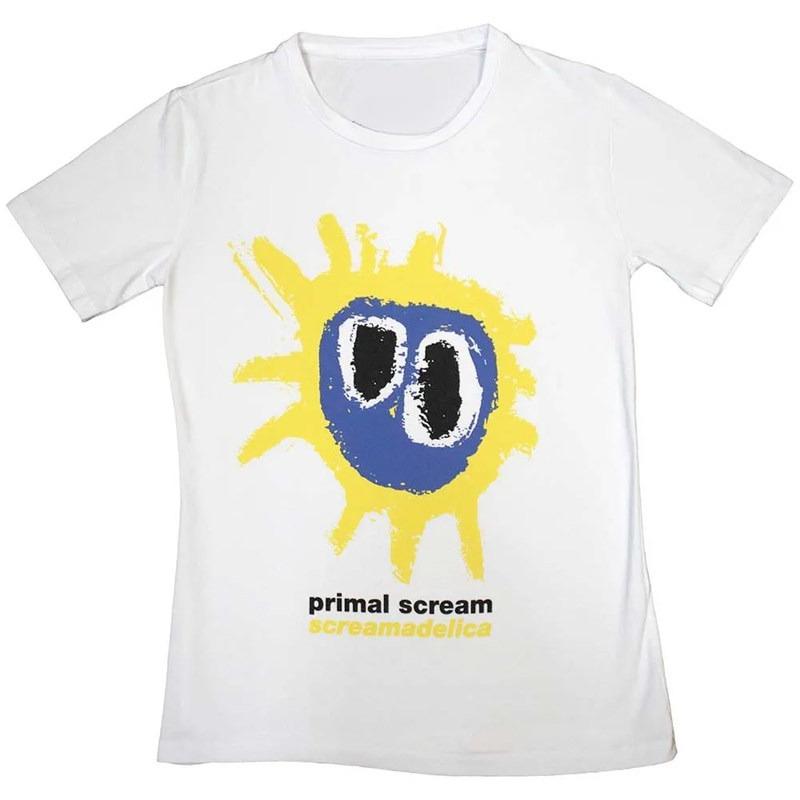 Горячий 1984 Британский Acid Rock Primal Scream Группа Американский Повседневный Красный Короткий Рукав Футболка