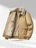 Men's Winter Air Force Pilot Jacket with Velvet, Thick Pure Cotton, Loose Fit, Lapel Design for Middle-aged