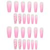 European and American Nail Marble Pink Extra-long Trapezoidal Ballet Nail Fake Nail Nail Patches