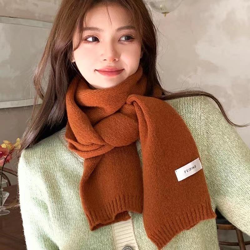 Wool Knitted Scarf Men's and Women's Small Scarf Student Couple Warm Shawl Thickened To Keep Warm