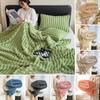 Flannel Blanket Thickened Faux Rabbit Plush Bubble Texture Solid Color Office Home Bed Sofa Travel Cozy Warm Winter Blanket